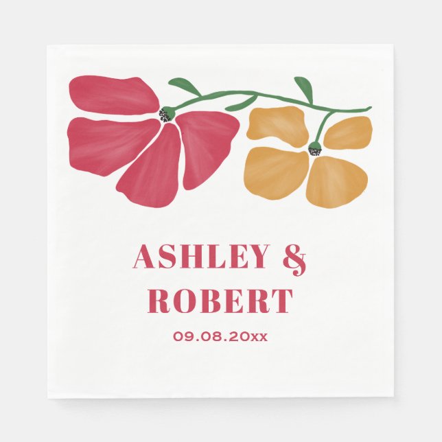 Serviette En Papier Réception de mariage floral Nouveau et lumineux (Devant)