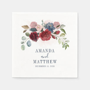 Serviette En Papier Réception de mariage personnalisée avec fleurs rus