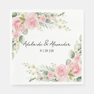 Serviette En Papier Réception de mariage rose Rose du jardin