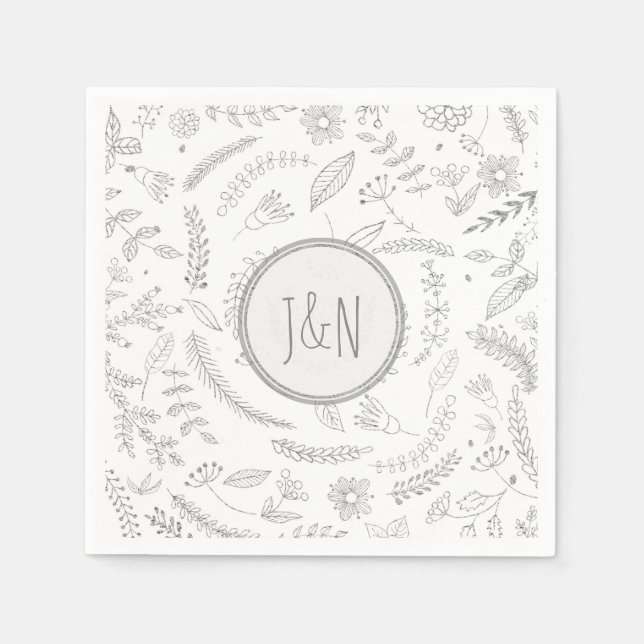 Serviette En Papier Réception de mariage rustique aux feuilles florale (Devant)