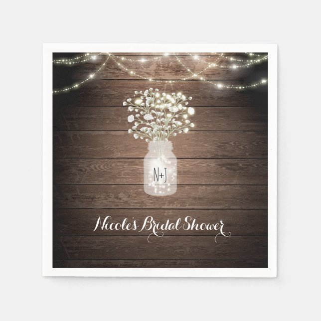 Serviette En Papier Réception de mariage rustique avec baby's breath e (Devant)