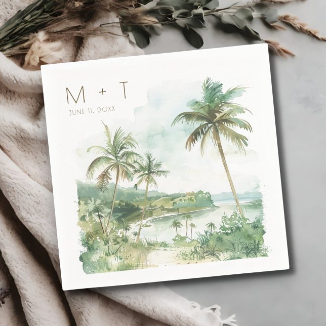 Serviette En Papier Réception de mariage sur la plage de destination  (Destination Beach Wedding Reception Napkins)