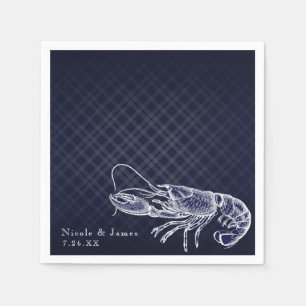 Serviette En Papier Réception élégante et chic bleu marine vintage hom