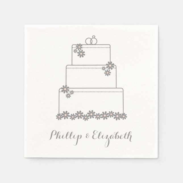 Serviette En Papier Réception Mariage Rose Dessert Napkins (Devant)