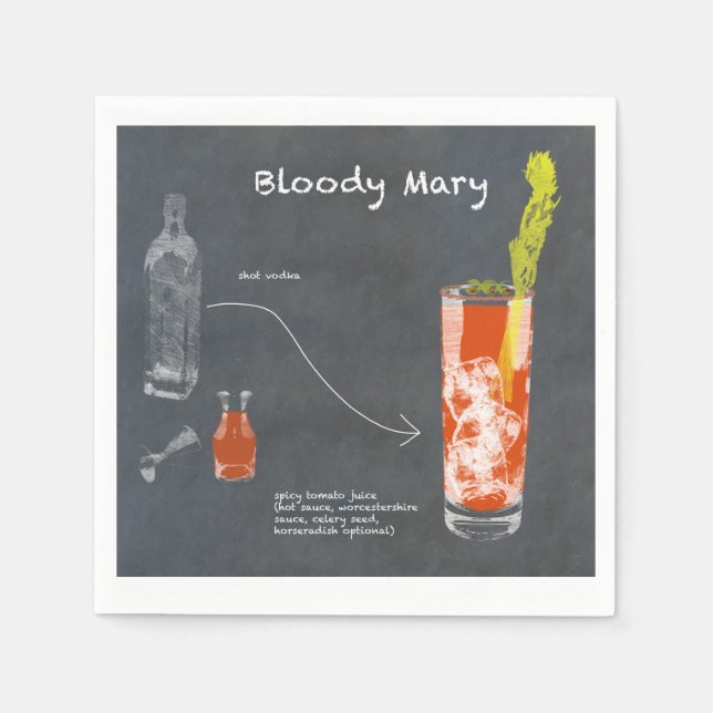 Serviette En Papier Recette Bloody Mary (Devant)