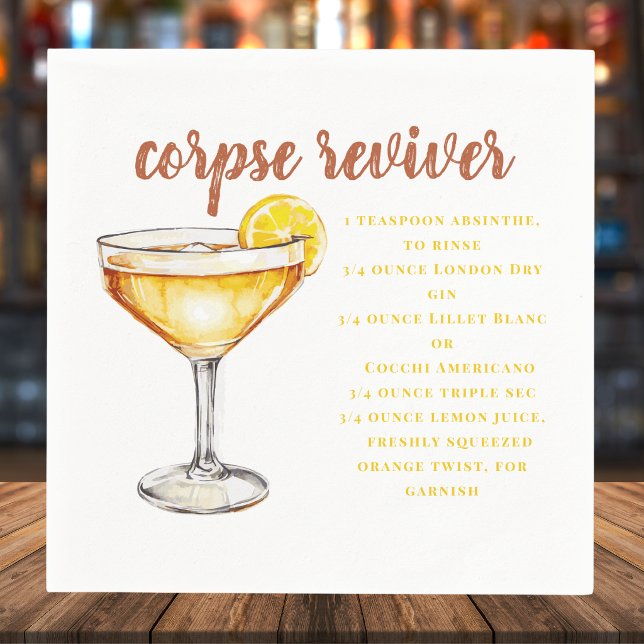 Serviette En Papier Recette de boisson cocktail Corpse Reviver  (Créateur téléchargé)