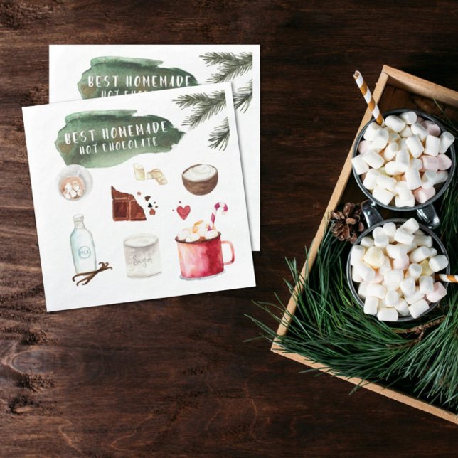 Serviette En Papier Recette de Chocolat Chaud Maison | Fête de Fêtes (Créateur téléchargé)