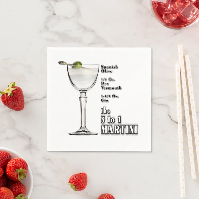 Serviette En Papier Recette de cocktail 3 à 1 (humide) Martini Art (En situation)