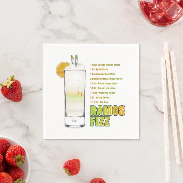 Serviette En Papier Recette de cocktail Ramos Gin Fizz Art (En situation)