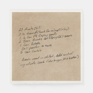 Serviette En Papier Recette écrite à la main - photo personnalisée