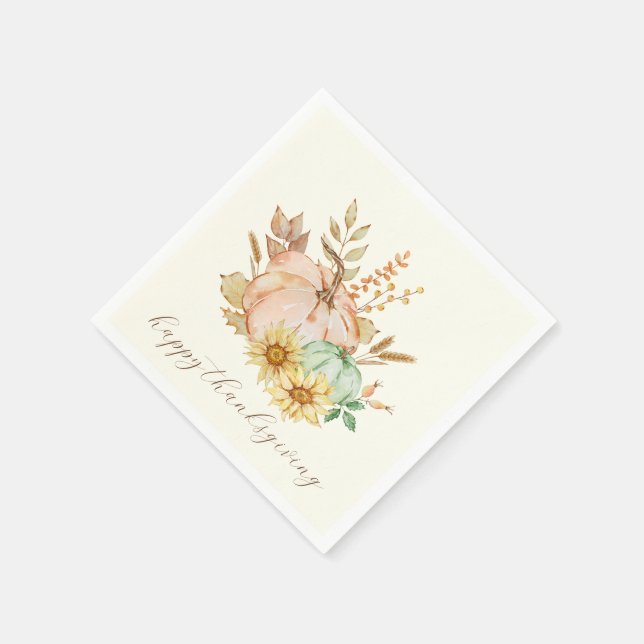 Serviette En Papier Récolte aquarelle sur mesure Thanksgiving (Coin)