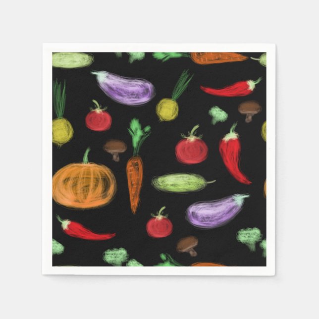 Serviette En Papier Récolte légumes tomate poivre carottes champignon  (Devant)