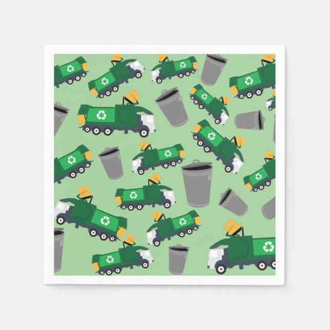 Serviette En Papier Recyclage Motif de camion-poubelle (Devant)