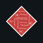 Serviette En Papier Red 80th Birthday Party Répéter le nom, papier<br><div class="desc">CHOISISSEZ VOTRE COULEUR et créez votre propre serviette en papier élégante et personnalisée pour une fête du 80e anniversaire ou toute autre occasion. Le nom et l'âge se répètent en blanc. Ce style est par défaut un arrière - plan rouge, mais vous pouvez facilement sélectionner une autre couleur arrière -...</div>