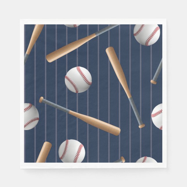 Serviette En Papier Red and Blue Baseball Birthday  (Devant)