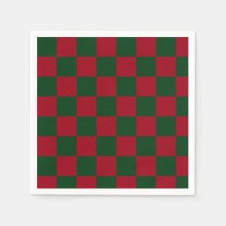Serviette En Papier Red and Green Classic Christmas Checkerboard Print