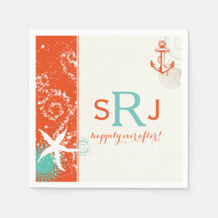 Serviette En Papier Red Aqua Ivory Nautical Beach Mariage