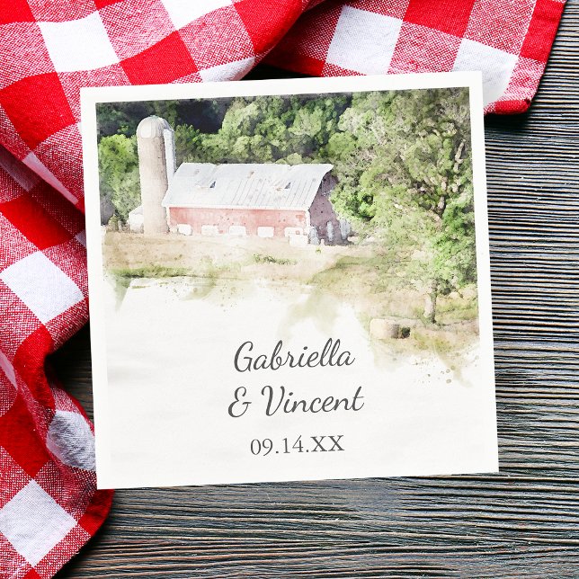 Serviette En Papier Red Barn et Silo Country Farm Mariage Napkins (Créateur téléchargé)