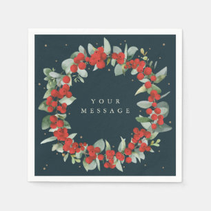 Serviette En Papier Red Berry Noël Wreath Fête