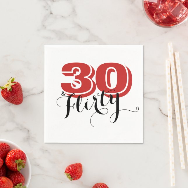 Serviette En Papier Red/Black 30 & FLIRTY 30e fête d'anniversaire mode (En situation)