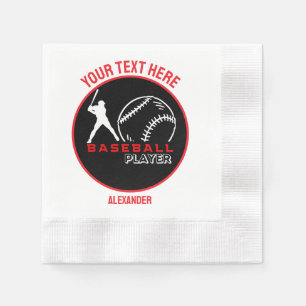 Serviette En Papier Red Black Baseball Girl Boy Birthday Party