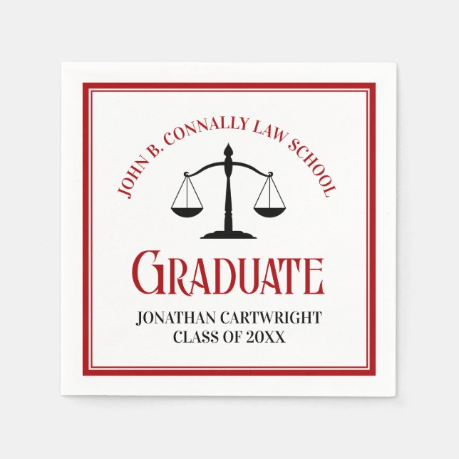 Serviette En Papier Red Black Law School Custom Graduation Party (Devant)