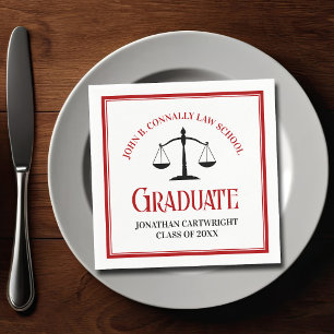Serviette En Papier Red Black Law School Custom Graduation Party