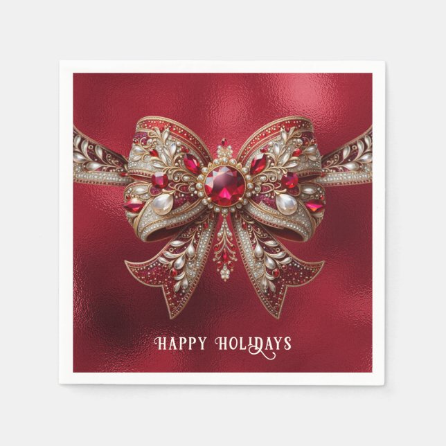 Serviette En Papier Red Bow Holiday Napkin (Devant)
