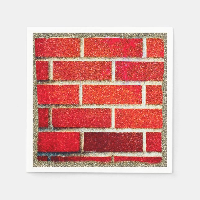 Serviette En Papier Red Brick & Parties scintillant Fête de Noël (Devant)