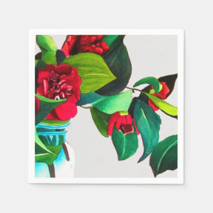 Serviette En Papier Red Camellia fleurie art maison
