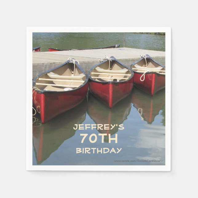 Serviette En Papier Red Canoes 70th Birthday Party Nom Papier (Devant)
