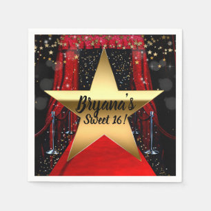 Serviette En Papier Red Carpet Hollywood Gold Stars Anniversaire