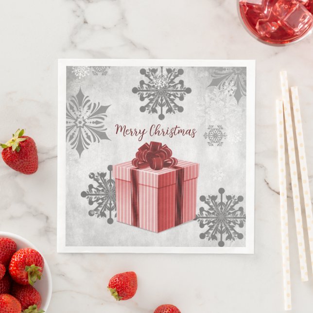 Serviette En Papier Red Christmas Giant Papier de Vacances Napkin (En situation)