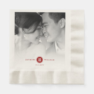 Serviette En Papier Red Circle Double Bonheur Mariage chinois Photo