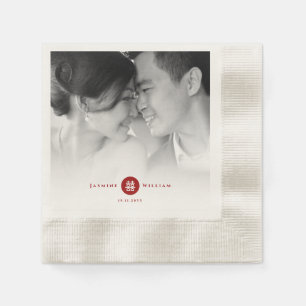 Serviette En Papier Red Circle Double Bonheur Mariage chinois Photo