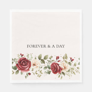 Serviette En Papier Red Cream Rose Mariage or