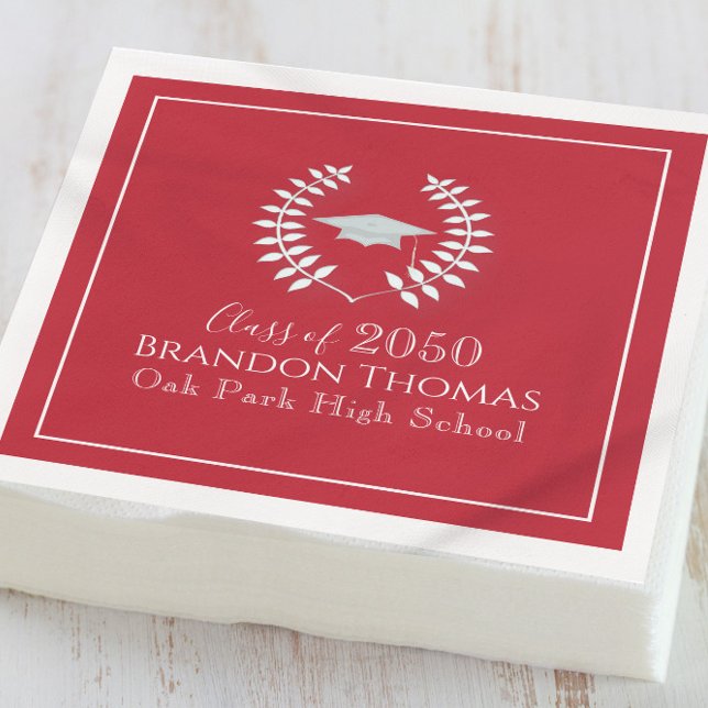 Serviette En Papier Red Custom Graduation Party Classic (Créateur téléchargé)