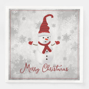 Serviette En Papier Red Cute Snowman Papier de vacances Napkin