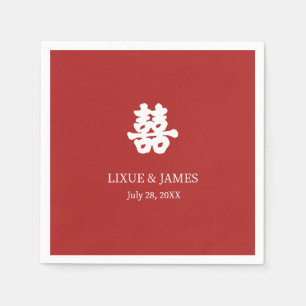 Serviette En Papier Red Double Bonheur chinois calligraphie asiatique