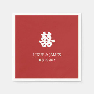 Serviette En Papier Red Double Bonheur chinois calligraphie asiatique