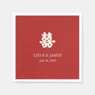 Serviette En Papier Red Double Bonheur chinois calligraphie asiatique 