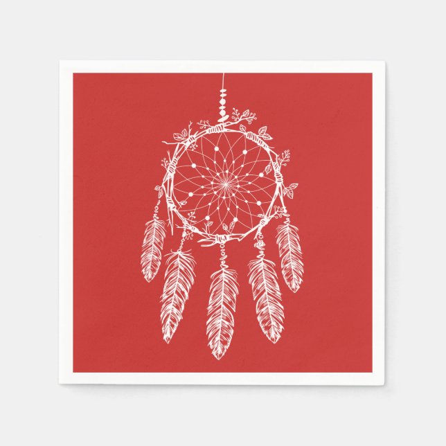 Serviette En Papier Red Dream Catcher Native American Wedding Party (Devant)