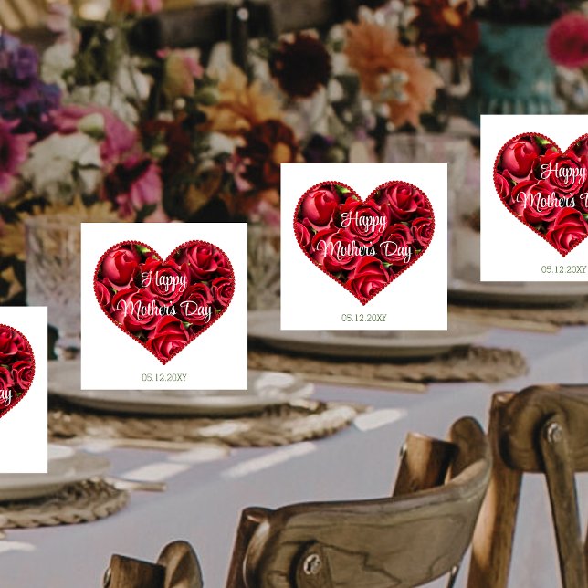 Serviette En Papier Red Floral Moderne Elégant Joyeux Fête des mères (Créateur téléchargé)