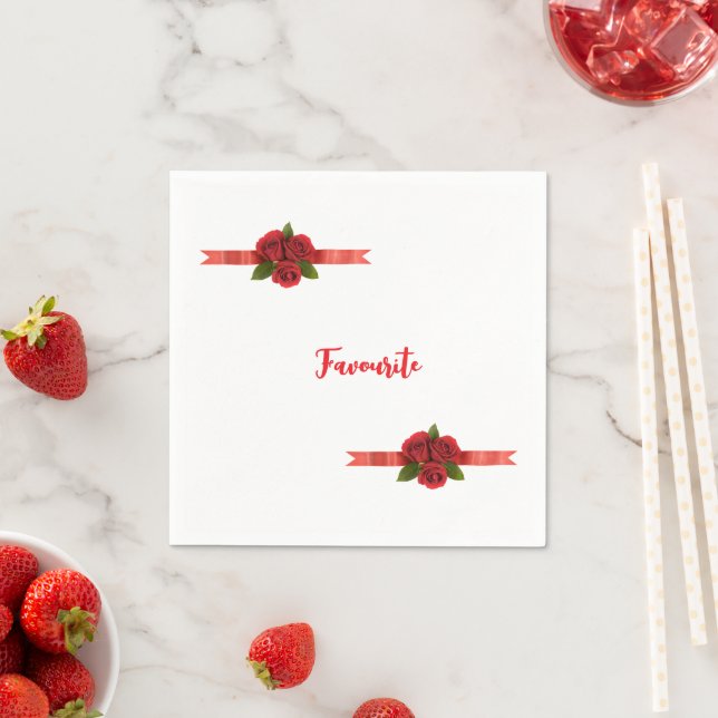 Serviette En Papier Red Flowers Favorite (En situation)
