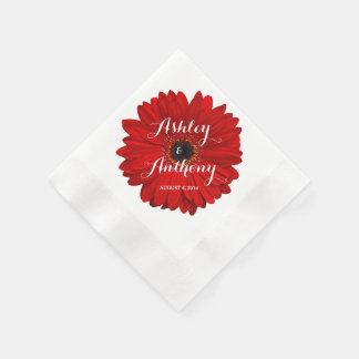 Serviette En Papier Red Gerbera Gerber Daisy Mariage personnalisé