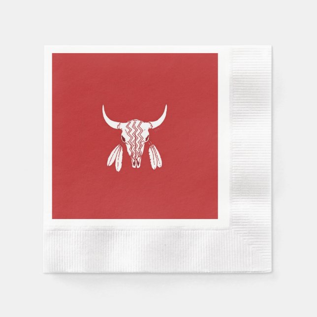 Serviette En Papier Red Ghost Dance Buffalo cocktail pièce de monnaie  (Devant)