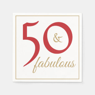 Serviette En Papier Red Gold 50 et Fabulous Birthday Party
