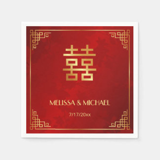 Serviette En Papier Red Gold Chinese Wedding Custom