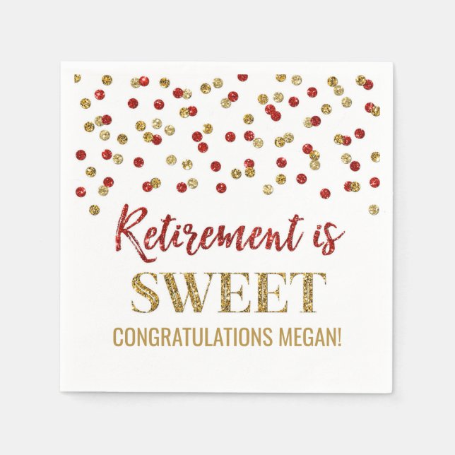 Serviette En Papier Red Gold Confetti Retirement est doux (Devant)
