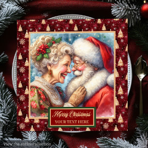 Serviette En Papier Red Gold Green Naples de Noël Père Noël Couple